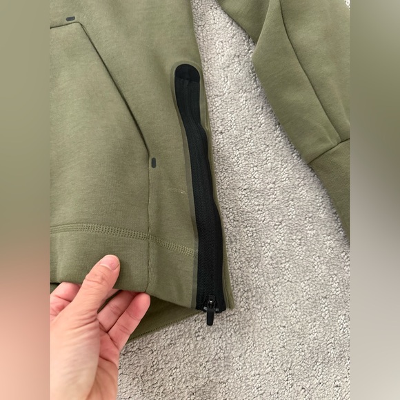 Nike Women’s Sportswear Tech Fleece Essential Full Zip Hoodie in Olive Green - Picture 6 of 13